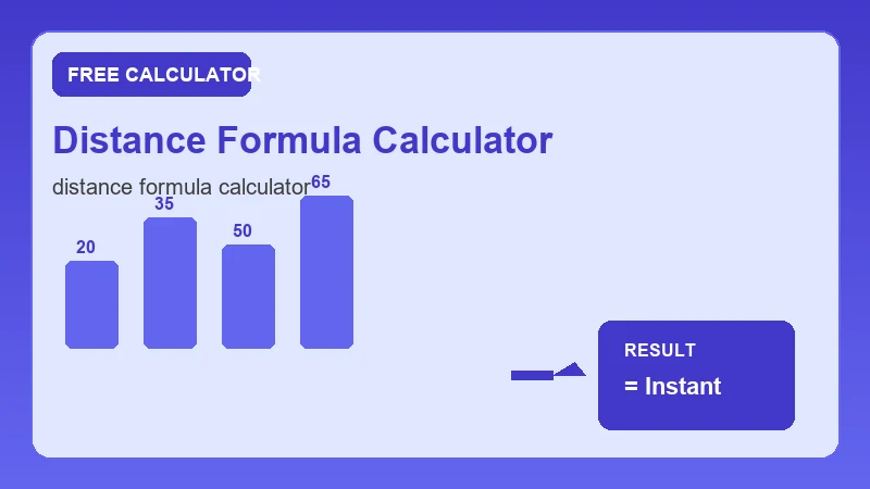 Distance Formula Calculator — step-by-step calculator workflow and results (CalcHubly infographic)