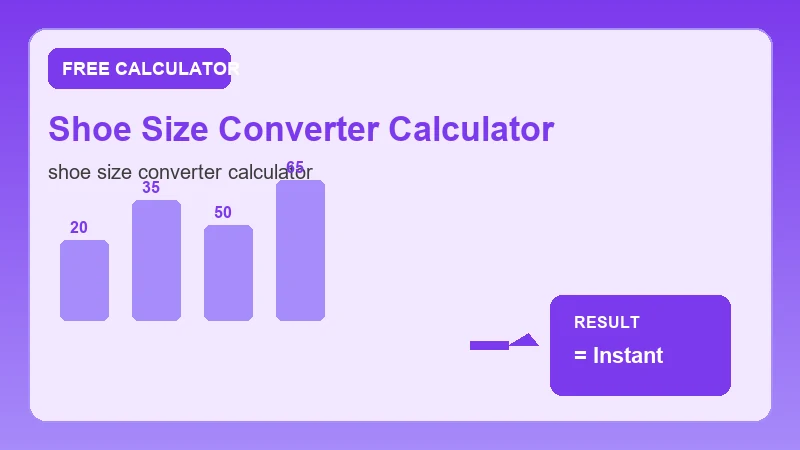 Shoe Size Converter Calculator — math formula workflow and calculated answer (CalcHubly infographic)