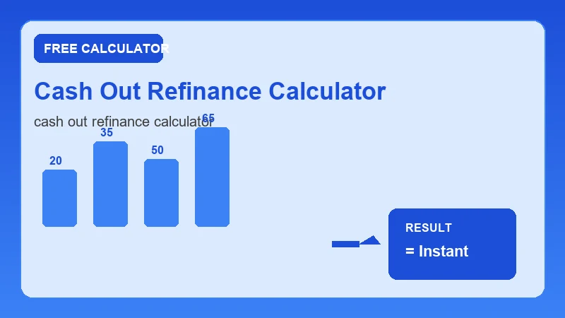 Cash Out Refinance Calculator — financial formula steps and dollar results (CalcHubly infographic)