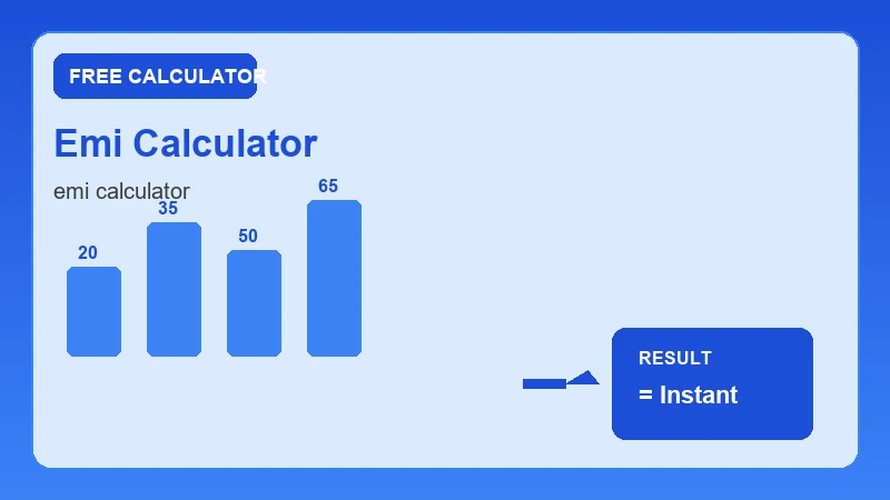 Emi Calculator — financial formula steps and dollar results (CalcHubly infographic)