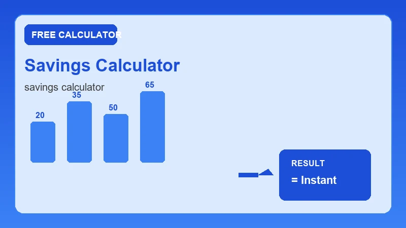 Savings Calculator — financial formula steps and dollar results (CalcHubly infographic)