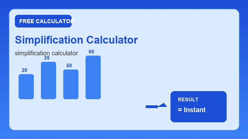 Simplification Calculator — financial formula steps and dollar results (CalcHubly infographic)