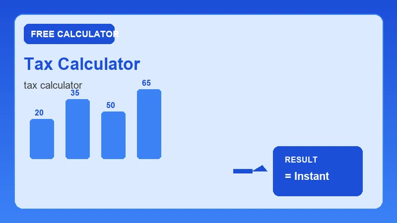 Tax Calculator — financial formula steps and dollar results (CalcHubly infographic)