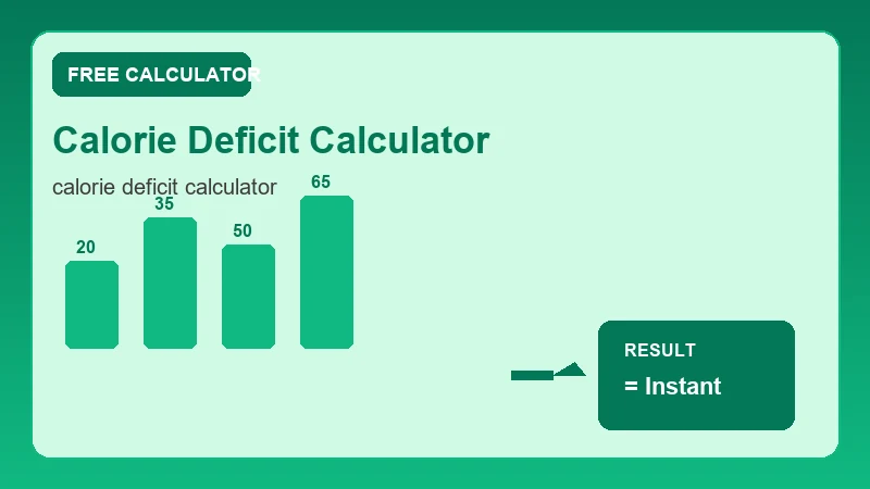 Calorie Deficit Calculator — health metrics chart and wellness results (CalcHubly infographic)