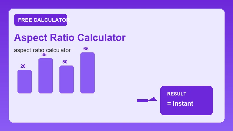 Aspect Ratio Calculator — math formula workflow and calculated answer (CalcHubly infographic)