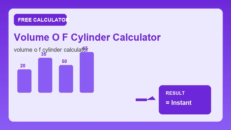 Volume O F Cylinder Calculator — math formula workflow and calculated answer (CalcHubly infographic)