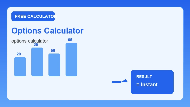 Options Calculator — step-by-step calculator workflow and results (CalcHubly infographic)