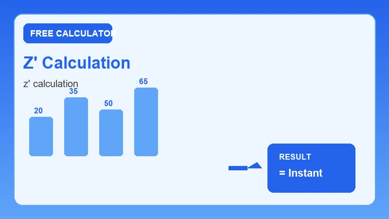Z' Calculation — step-by-step calculator workflow and results (CalcHubly infographic)